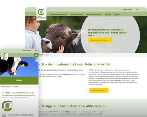 Screenshots der Seite www.erde-recycling.de