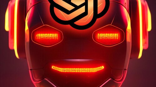 rot leuchtender Roboter mit OpenAI Logo